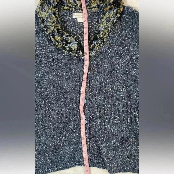 Cj Banks Speckled Knit Cardigan Soft Sweater Blue Button Women's Size L HOLIDAY - Picture 16 of 16